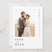 Save The Date Mariage Photo de Destination de Plage Blanche Mode (Devant)