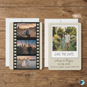 Save The Date Mariage Photo de Film Rétro & Boho Moderne