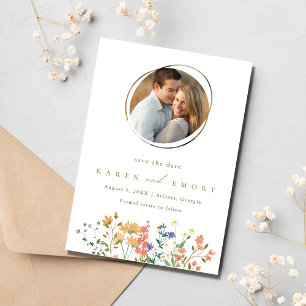 Save The Date Mariage Photo de Fleur Sauvage d'Été 