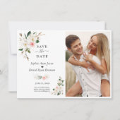 Save The Date Mariage photo de Fleurs de Magnolia Blanches (Devant)