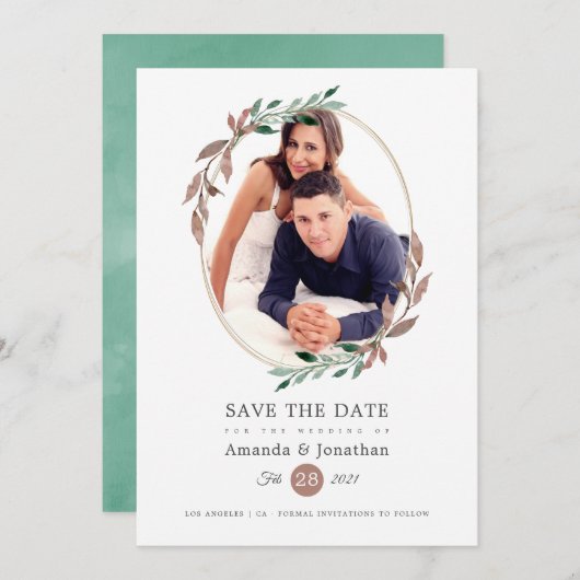 Save The Date Mariage Photo de Fleurs Rustiques d'Hiver (Devant / Derrière)