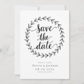 Save The Date Mariage photo de la calligraphie de couronne (Devant)