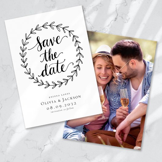 Save The Date Mariage photo de la calligraphie de couronne