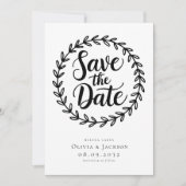 Save The Date Mariage photo de la calligraphie de couronne (Devant)