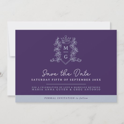 Save The Date Mariage photo de la Couronne enregistrer la date v (Devant)