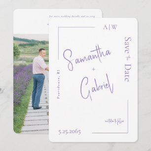 Save The Date Mariage photo de la lavande contemporaine Enregist