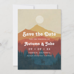 Save The Date Mariage photo de la montagne et de la forêt Retro