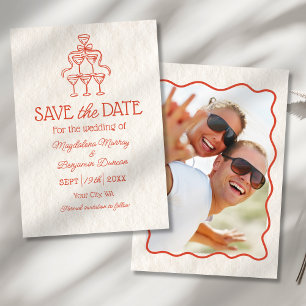 Save The Date Mariage photo de la tour Champagne tirée à main ré