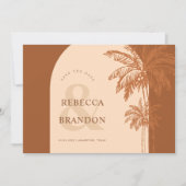 Save The Date Mariage Photo de Plage de Palmier à Arche Bohème e (Devant)