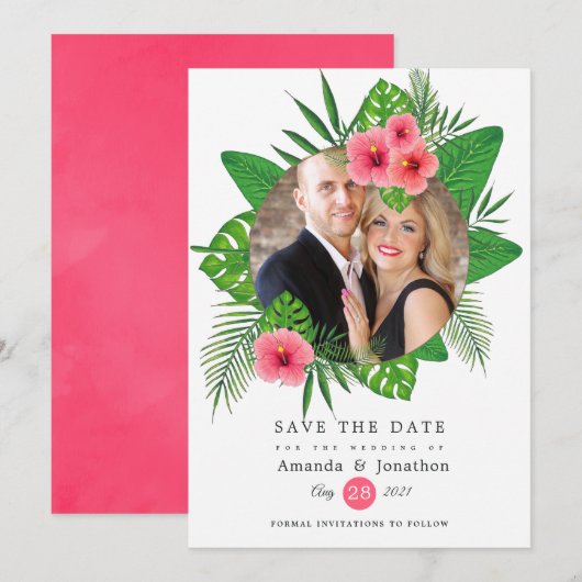 Save The Date Mariage photo de plage tropicale exotique (Devant / Derrière)