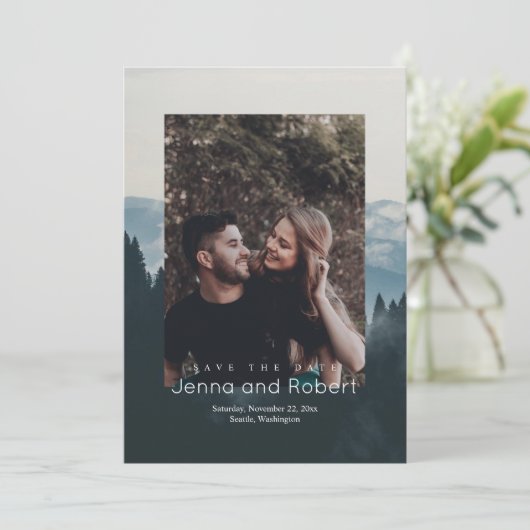 Save The Date Mariage photo de Rustic Mountain Enregistrer la da (Debout devant)