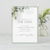 Save The Date Mariage Photo de Script Botanique de Verdure d'Euc (Debout devant)