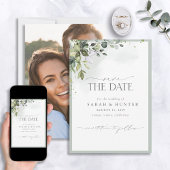 Save The Date Mariage Photo de Script Botanique de Verdure d'Euc