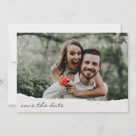 Save The Date Mariage photo de script manuscrit en papier déchir (Devant)