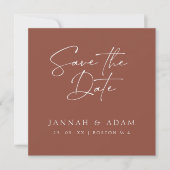 Save The Date Mariage photo de script minimal Terracotta (Devant)