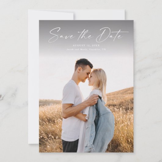 Save The Date Mariage photo de script moderne (Devant)
