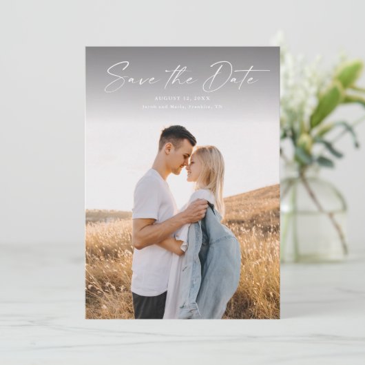 Save The Date Mariage photo de script moderne (Debout devant)