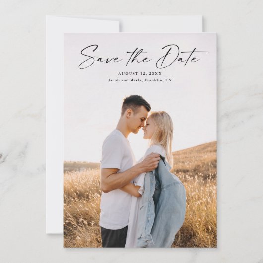 Save The Date Mariage photo de script moderne (Devant)