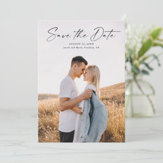 Save The Date Mariage photo de script moderne (Debout devant)