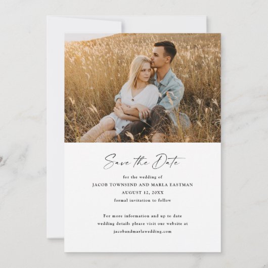 Save The Date Mariage photo de script moderne (Dos)