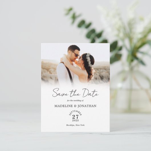 Save The Date Mariage photo de script moderne simple (Debout devant)