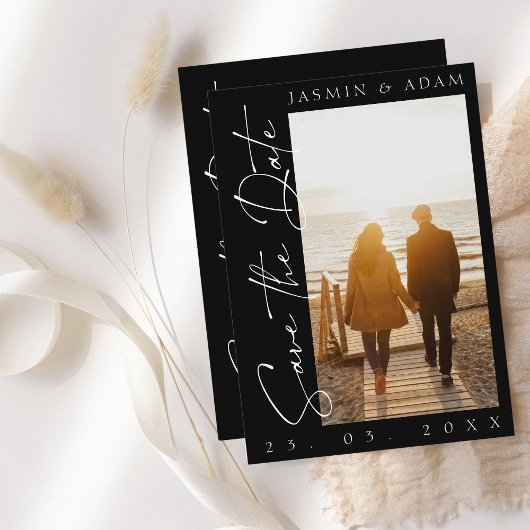 Save The Date Mariage photo de script noir et blanc moderne