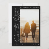 Save The Date Mariage photo de script noir et blanc moderne (Devant)