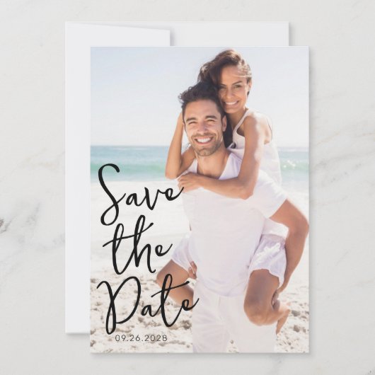 Save The Date Mariage photo de script simple et élégant (Devant)