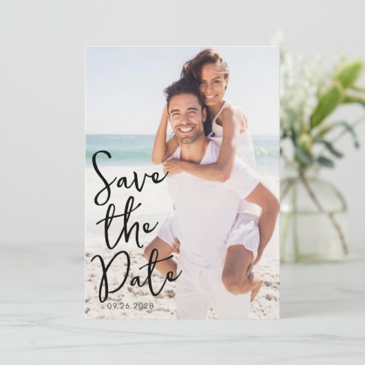 Save The Date Mariage photo de script simple et élégant (Debout devant)