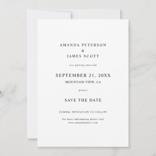 Save The Date Mariage photo de script simple et élégant (Dos)