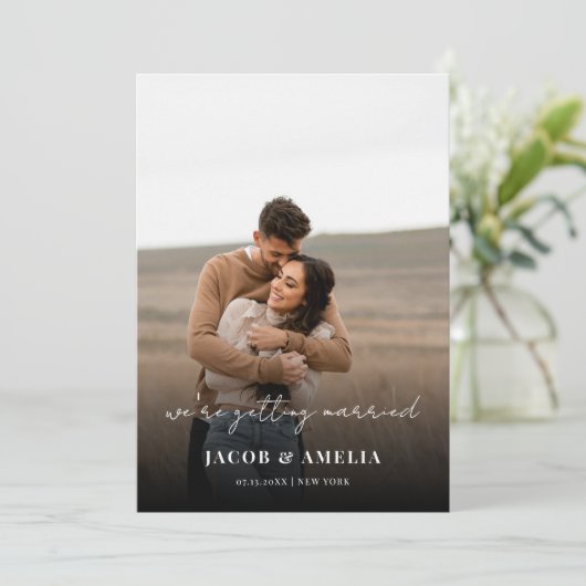 Save The Date Mariage photo de script simple et élégant (Debout devant)