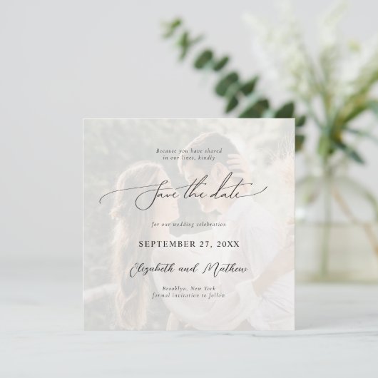 Save The Date Mariage photo de script simple moderne 2 (Debout devant)