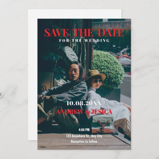 Save The Date Mariage photo de style rétro (Devant / Derrière)