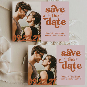 Save The Date Mariage Photo de Style Rétro Vintage Élégant Scrip
