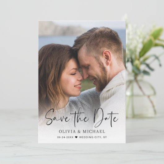 Save The Date Mariage photo de superposition de script moderne (Debout devant)