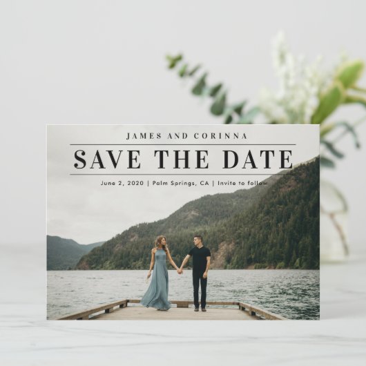 Save The Date Mariage photo de tyopgraphie simple (Debout devant)