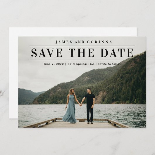 Save The Date Mariage photo de tyopgraphie simple (Devant / Derrière)