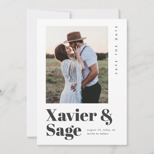 Save The Date Mariage photo de type moderne (Devant)