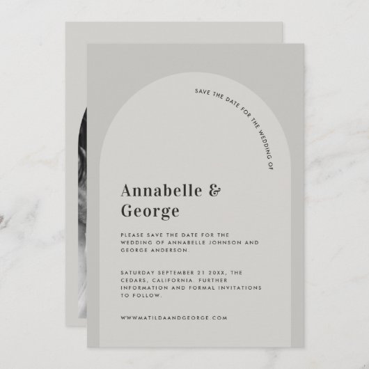 Save The Date Mariage photo de typographie graphique moderne (Devant / Derrière)