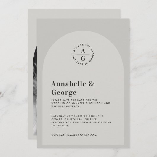Save The Date Mariage photo de typographie graphique moderne (Devant / Derrière)
