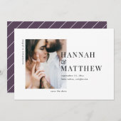 Save The Date Mariage photo de typographie moderne classe (Devant / Derrière)