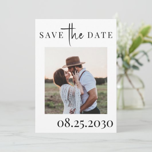 Save The Date Mariage photo de typographie moderne simple (Debout devant)