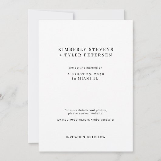 Save The Date Mariage photo de typographie moderne simple (Dos)