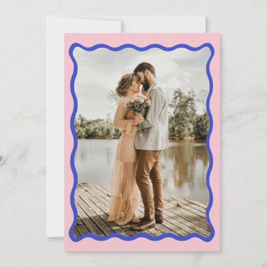 Save The Date Mariage photo de vague bleue rétro (Dos)