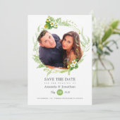 Save The Date Mariage photo de verdure champêtre (Debout devant)