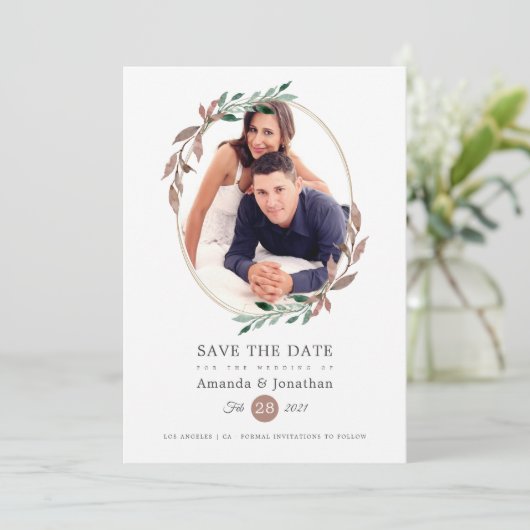 Save The Date Mariage Photo de verdure rustique d'hiver (Debout devant)