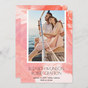 Save The Date Mariage Photo Design Peint Coral Enregistrer La Da