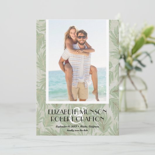 Save The Date Mariage Photo Design Tropical Enregistrer La Date (Debout devant)