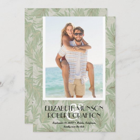 Save The Date Mariage Photo Design Tropical Enregistrer La Date (Devant / Derrière)