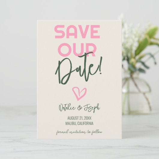 Save The Date Mariage photo d'été Whimsical manuscrit amusant (Debout devant)